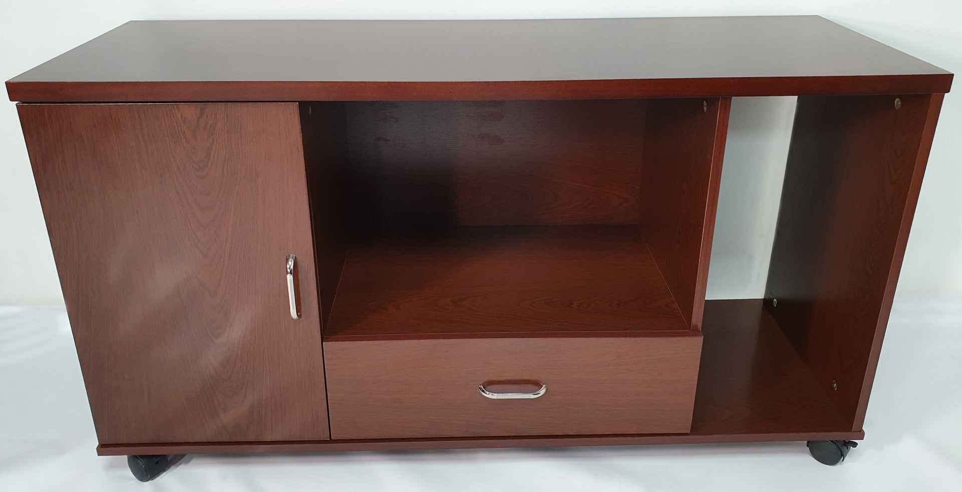 Walnut Real Wood Veneer Executive Desk with Pedestal and Return - BSE181